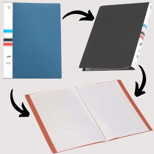 Image of TULMAN A4 Portfolio File with 30 Pockets & Clear Plastic Sleeves - Document Organizer for Music Sheets, Artwork, and Drawings (Color May Vary)