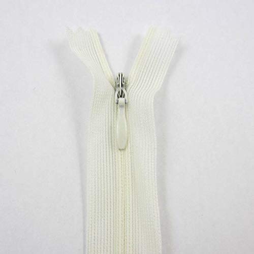 Pack of 10 Concealed No.3 Invisible Nylon ZIPS *19 Colours * 8 Sizes * Closed END Zip Sewing Repairs (Light Cream NZ103, 12 Inch) โ image 1