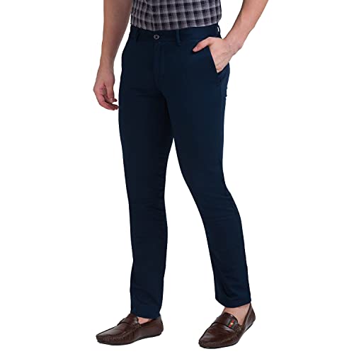 Image of Parx Cotton Dark Green Casual Trouser for Men