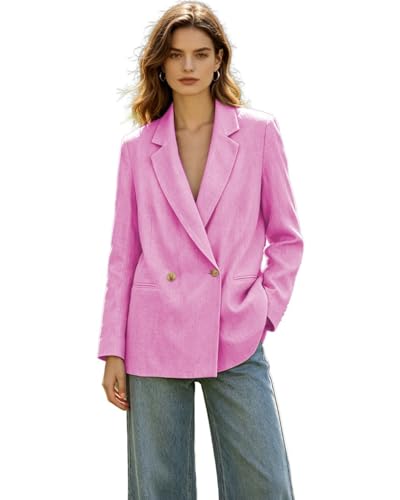 Veste légère d'été en lin pour femme : look casual rose XS