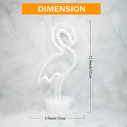 VIFULIN Pink Flamingo LED Neon Light Sign for Bedroom & Girls Room Decor - USB/Battery Operation Night Lights with Pedestal