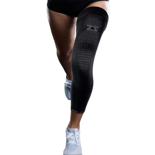 Zensah Full Leg Compression Sleeve - Long Full Length Support for Thigh, Knee, Calf for Men, Women, Running, Basketball, Football (Medium, Black)