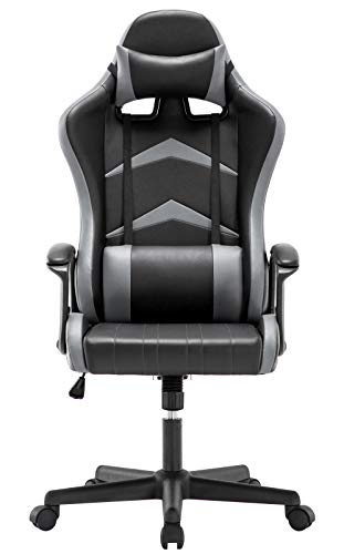 IntimaTe-WM-Heart-Silla-Gaming-con-Respaldo-Alto-Cojin-Lumbar-Cabeza-Almohada-Altura-Ajustable-360-Giratorio-y-Reposabrazos-Fijos-Gris