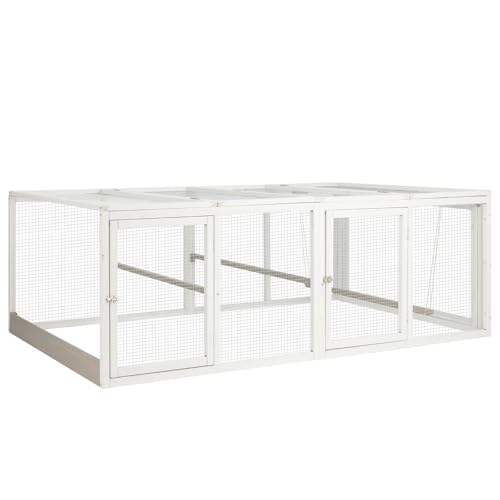Outdoor Wooden Chicken Coop Run Extension with Wire Mesh Poultry Enclosure Add-On for Hen House Backyard Chicken and Rabbit Run Pen