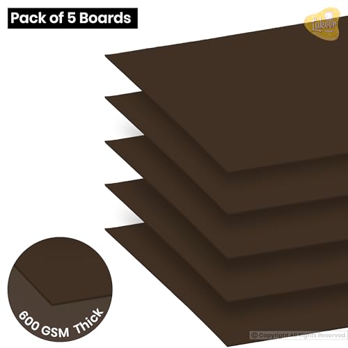 Image of Lakeer A3 Dark Brown Color Board - Cardstock Paper Board, Hardboard | 600 GSM - Pack of 5 Pcs | for Scrapbooking, Art, Craft, Poster, DIY, Etc.