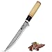WILDMOK Couteau à désosser artisanal, couteau à filet - Acier Damas Souper - Lame 16,3cm - Manche Os de Chameau