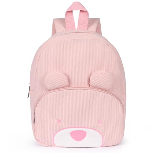 Aomig Mochila infantil, mochila de veludo para menina e criança, bolsas escolares personalizadas orelhas de urso, mochila de berçário para criança, para berçário e pré-escolar confortável e leve, urso