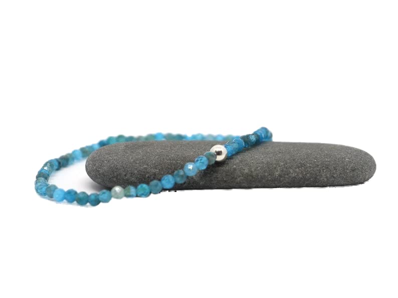 Bracelet en apatite perles rondes facettées 3mm élastique mixte pour la méditation et le bien-être