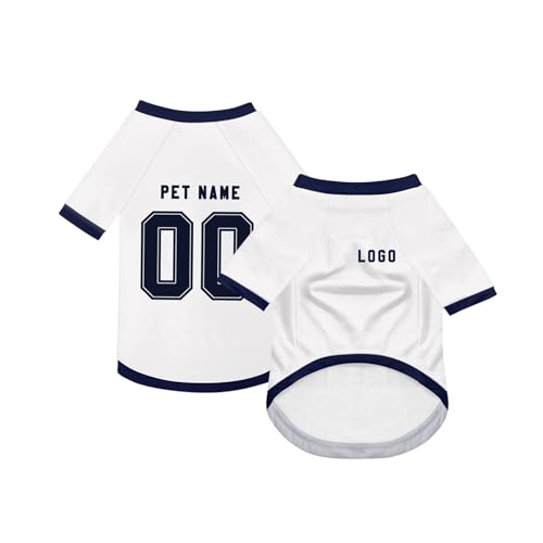 Personalisiert Haustiere Fußball Trikot, Individuelle Haustier T-Shirts mit Name/Nummer/Logo, Sommer T-Shirts für Kleine Mittlere Bis Große Hunde (8)