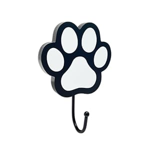 Wooden Dog Paw Wall Mounted,Dog Leash Holder Cute Key Holder for Wall,Dog Decor,Coat Hook for Wall Decorative Home Farmhouse Indoor,Dog Themed Gifts,Great Gift for Dog and Cat Lovers, Black