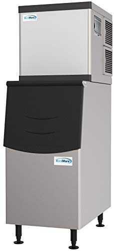 Image of KoolMore - CIM-350 Modular Ice Maker Machine, 350 lb. Full Cube Production, Free-Standing with Air Cooled Evaporator, Stainless-Steel