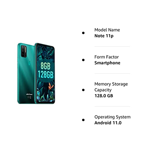 Unlocked Smartphones Ulefone Note 11P (2021) Android 11 Unlocked Cell Phones, 48Mp Quad Rear Camera Triple Card Slots, 6.55" Punch Hole Screen Dual Sim Phones, 4500Mah Global Bands, Us Version - Green #TOP7
