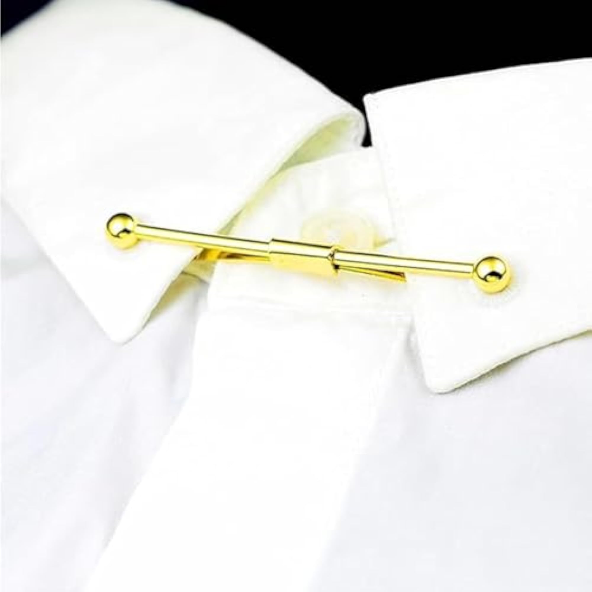 2 Pcs Tie Pin Set, Golden Tie Clip and Collar Pin