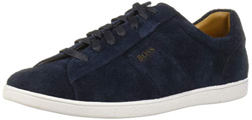 Hugo Boss BOSS Orange Men's Rumba Low Top Suede Tennis Sneaker, Dark Blue, 12 M US