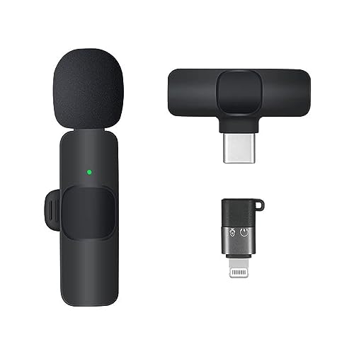 Image of Professional Grade K8 Wireless Microphone for Type C Mobile and iPhone Wireless Microphone for Voice Recording YouTube ASMR Interview and Live Video Recording (Black, 1 Set)