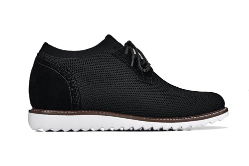CALTO Men's Invisible Height Increasing Elevator Shoes - Noir Black Lightweight Lace-up Casual Derby - 3.2 Inches Taller - J1502 - Size 8 D(M) US2