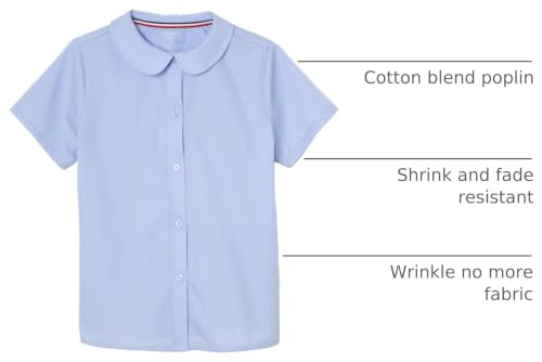 Image of French Toast Peter Pan Collar Short Sleeve Blouse (Girls Standard & Plus Sizes), Blue,