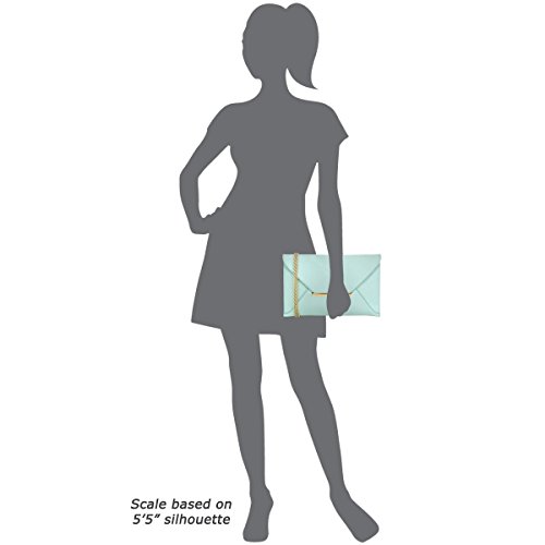 JNB Faux Patent Leather Envelope Candy Clutch Bag with Gold Hardware Zippered Pocket,Nude by JNB - Image 7