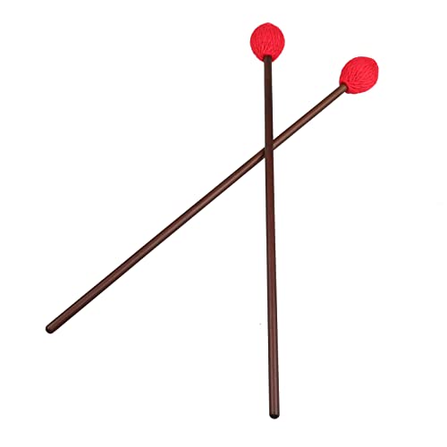 Image of Mr.Power Marimba Mallets Wood Handle Yarn Head with Maple Handle, Bass Percussion instruments Sticks (Medium Hard Yarn Head, Red)
