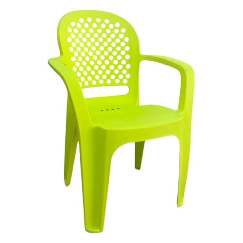 Image of Cello Crystal Armrest Plastic Chair | Chairs for Living Room, Garden, Home Indoor and Outdoor Use (Colour: Lime Green, Set of 4)
