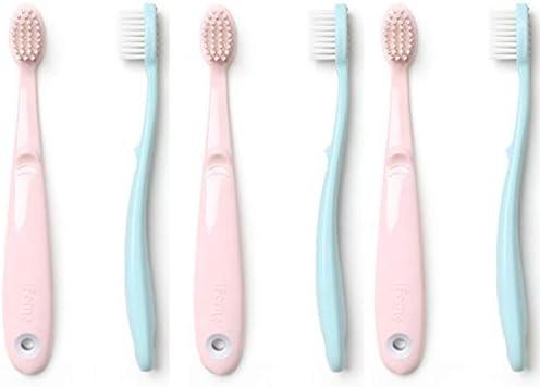 Easy Doing Baby Toothbrush Set (2 Pcs) for 4-8 Years Old -Soft Slim Tip Bristles/Gum Protection Tongue Cleaner/Multi Color/BPA Free/Made in Korea (Pink&Mint, 3 Set)