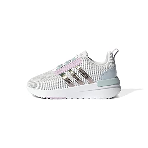 adidas Unisex-Baby Racer TR21 Running Shoe, White/Almost Pink/Blue Tint, 6 Toddler