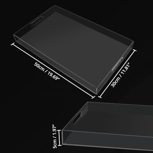Miniatura 2 de Kurtzy Bandeja Plastico Acrílico Transparente Con Asas 50 X 30 Cm Bandeja Rectangular Extra Grande A Prueba De Derrames Bandeja Decorativa, Café Té, Alimentos, Bebidas Y Organizar Mesa