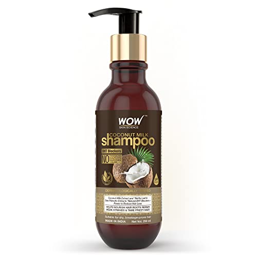 WOW Skin Science Coconut Milk Shampoo – No Parabens, Sulphate, Silicones, Color & Salt – DHT BLOCKERS – 250mL
