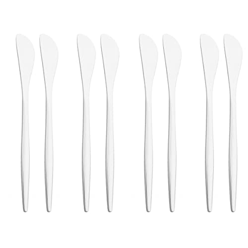 Puzhler 8Pcs Mirror Butter Knife Cheese Dessert Knife Stainless Steel Jam Knife Kitchen Cutlery Toast Wipe Cream Bread Cheese Cutter Silver