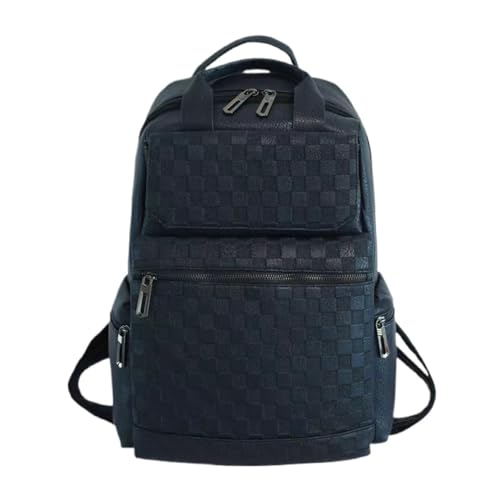 Fashion PU soft leather backpack, student schoolbag, large capacity laptop bag, business travel multifunctional backpack(black)