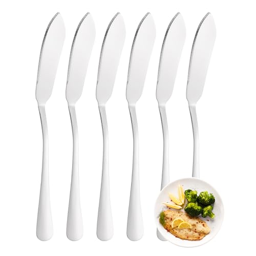 FAMILY Pack 6 Cuchillo de Pescado 21x2CM Acero Inoxidable Diseño Liso, Elegancia y Funcionalidad para Cada Ocasión, Cubiertos de Alta Gama para Hogar y Restaurante