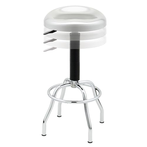 Image of Seville Classics Modern Ergonomic Pneumatic Height Adjustable 360-Degree Swivel Stool Chair, for Drafting, Office, Home, Garage, Work Desk, Stainless Steel, Contoured Seat