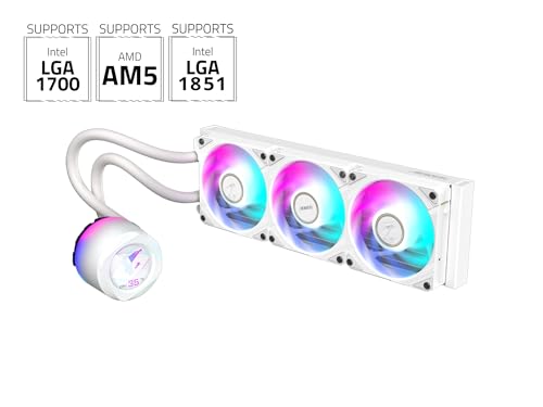 Image of AORUS WATERFORCE X II 360 ICE Liquid CPU Cooler, 360mm Radiator with 3X 120mm Low Noise ARGB Fans, Compatible with Intel LGA1851, LGA1700, and AMD AM5 (GP-AORUS WATERFORCE X II 360 ICE)