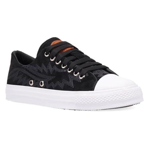 Dingo Womens Campus Embroidered Lace Up Sneakers Shoes Casual - Black2
