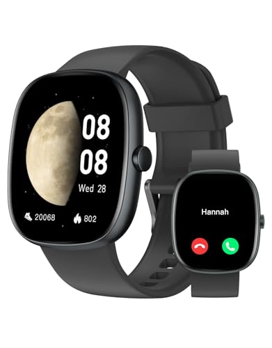 GUIJITUO Orologio Smartwatch Uomo Donna Risponde Chiamate Orologio Sportivo con Contapassi Cardiaco SpO2 Giochi Orologio Fitness per Running Android iOS Compatibile Idee Regalo Uomo Donna Nero