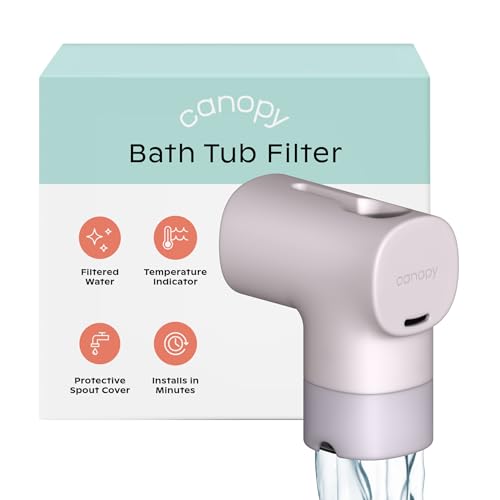 Image of Canopy Baby Bath Tub Filter – Gentler Water Filtration for Delicate Skin | Reduces Chlorine & Irritants | BPA-Free Silicone Spout Cover | Easy Tool-Free Install | Activated Carbon Filtration