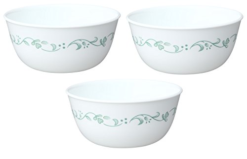 Corelle Livingware 28-Ounce Super Soup/Cereal Bowl, White Country Cottage, Set of 3