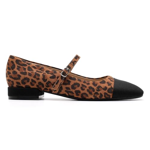 Image of Women's Comfortable Leather Mary Jane Flats Walking Shoes Cute Business Casual Dress Work Shoes