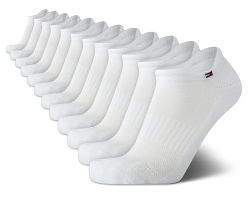 Tommy Hilfiger Mens Low Cut Tab Socks - 12 Pack Performance Cushioned Ankle Socks - Soft Athletic Socks for Men (Size:7-12)