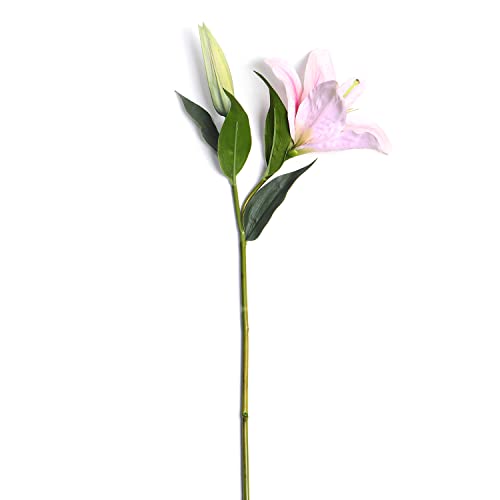 Image of PURE HOME + LIVING Pink Faux Tigerlily Spray (Made of Plastic, Wire and Fabric) Artificial Lily Flowers, Floral Arrangements for Table Centerpieces(Height-65cm) Pack of 1