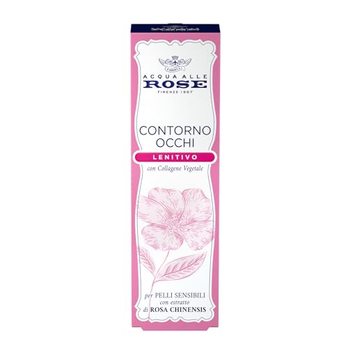 Acqua alle Rose, Contorno Occhi Antirughe Lenitivo, Crema Occhi Antirughe, Antiborse e Antiocchiaie - Con Collagene Vegetale di Rosa Chinensis, Ideale per Pelli Sensibili o Secche - 15 ml