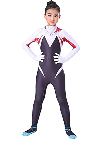 Idotta Spider Costume For Girls Kids,White Spider Bodysuit Jumpsuit Mask 3D Style Halloween Costumes Cosplay Suit #TOP5
