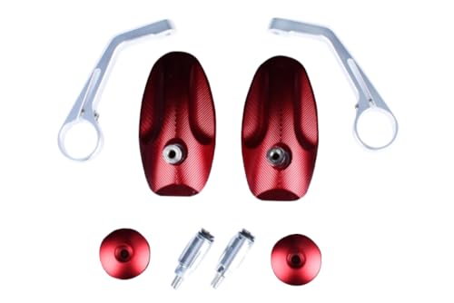 Rétroviseurs Moto Universels Déportés en Aluminium Rouge Guidon 10cm