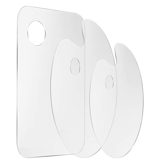 3PCS Clear Acrylic Paint Palette Set Transparent Non-Stick Art Painting Tray for Adults & Kids, Durable Glass-Like Pallet with Protective Kraft Paper for Acrylic, Oil, Watercolor & DIY Craft Painting