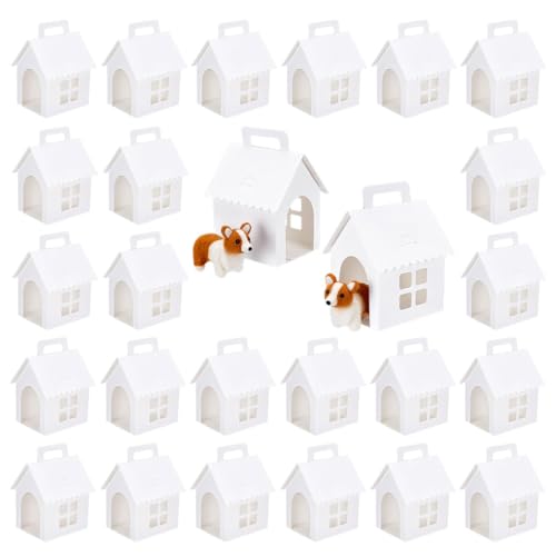 PH PandaHall 26pz Scatole a Forma di Casa in Cartone Bianco per Cuccia per Cani Scatole Regalo per Adozione di Animali Domestici per Bomboniere Feste di Compleanno, 10x12x18cm