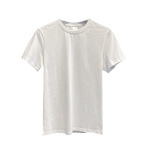 T-shirt blanc en coton col rond XL pour homme - Basique d'été décontracté