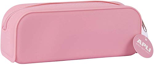 APLI 18417 - Estuche multiusos de silicona Nordik Collection - ROSA - Estuche escolar de 185 x 75 x 55 mm
