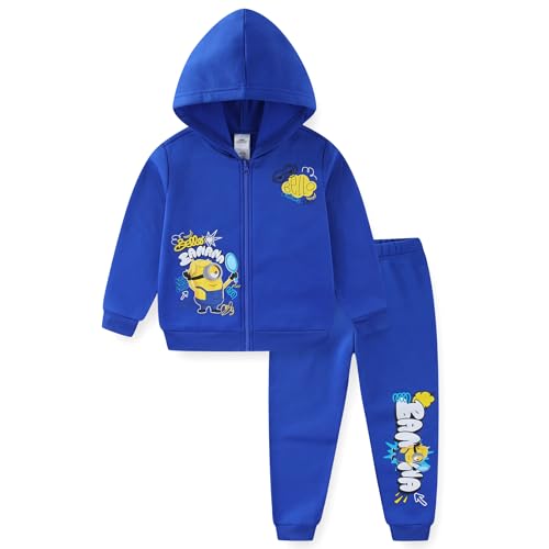 Minions Boys Zip Up Hoodie and Pants Set for Toddler and Big Kids