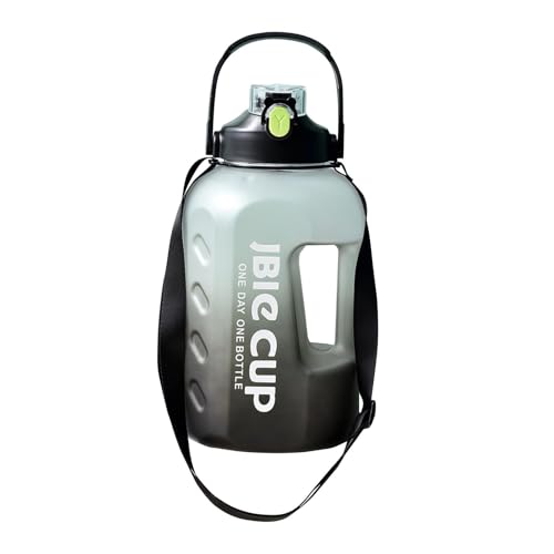Botella De Agua Deportiva, 3L Botella De Agua Gimnasio Con Paja Y Mango, Botellas Deportiva De Plástica Con Marcador De Tiempo, Garrafa A Prueba De Fugas Para Gimnasio, Camping, Viajes (negro)