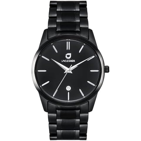 Uncle Jack Luxury Watches for Men and Women | Stainless Steel, Genuine Anti-Scratch Sapphire Glass, Water Resistant | Minimalist Watch Design | Aspire Collection (Onyx, 34mm) Cover